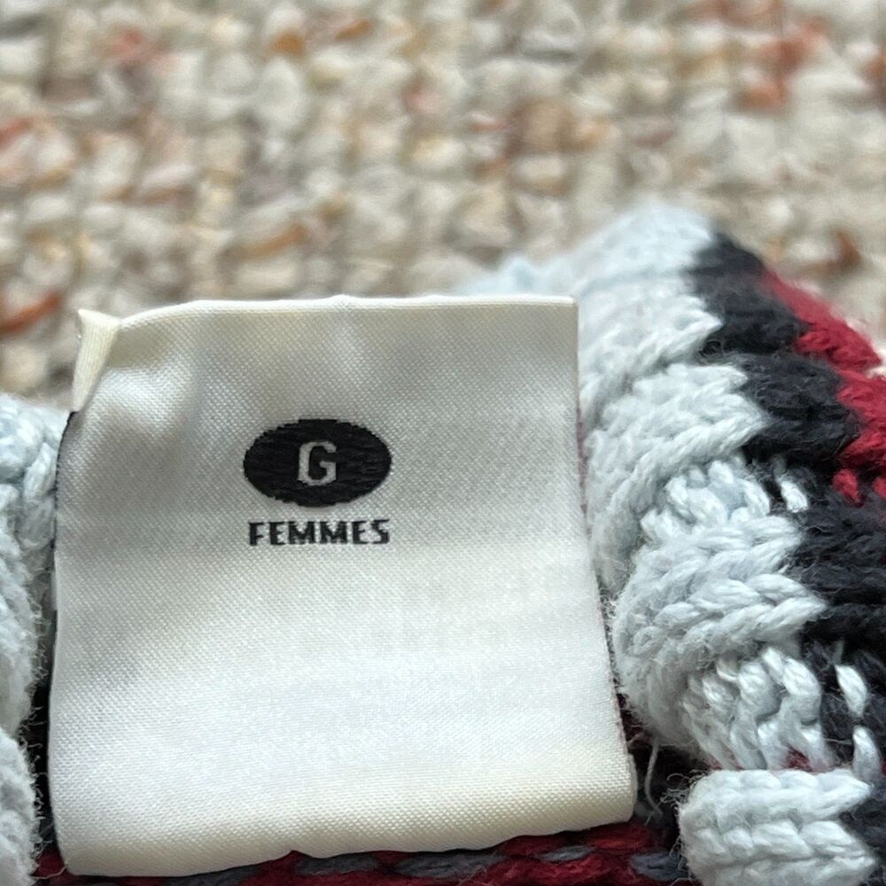 Columbia Sweater Womens Large Red/Black Striped Fair Isle Cowl Neck Long Sleeve - Picture 3 of 6
